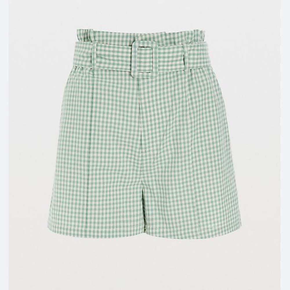 HOSBJERG Anthropologie SARAH Green Gingham Women's Shorts. Size S